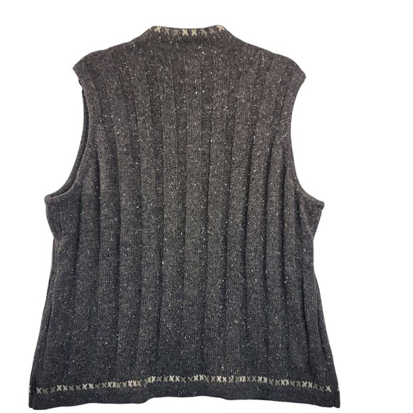 Woolrich Womens Sweater Vest 2XL Knit Zip Front Ribbed Nordic Pattern Lambs Wool - Picture 3 of 8